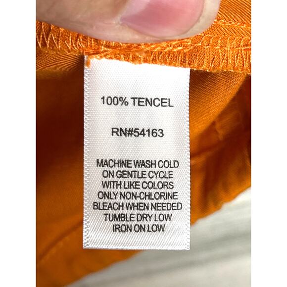 Marc New York Women’s M Orange Zip Front Oversized Short Sleeve Top boho - Picture 6 of 6